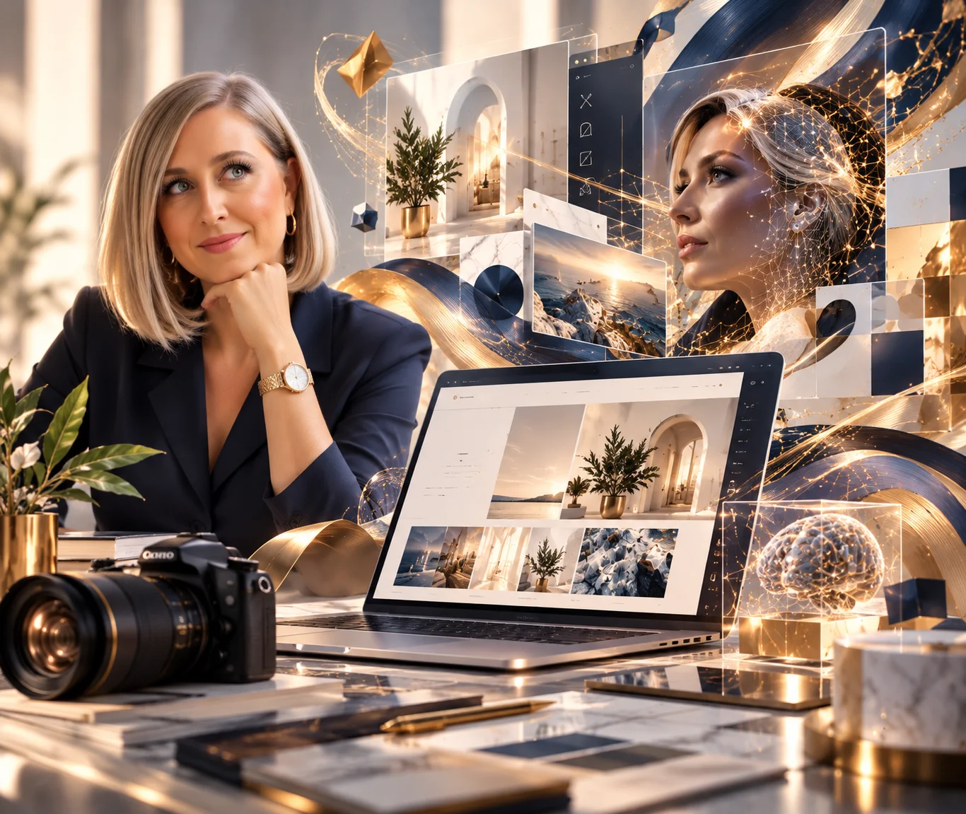 Futuristic AI Creative Workspace